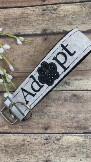 Adopt a Pet, Trending Now, Adopt Me, Dog Mom Keychain, Rescue Mom, Vet Tech Gift, Adopt Dog,  Embroidered Keychain, Cat Lover Gift, Cat Mom