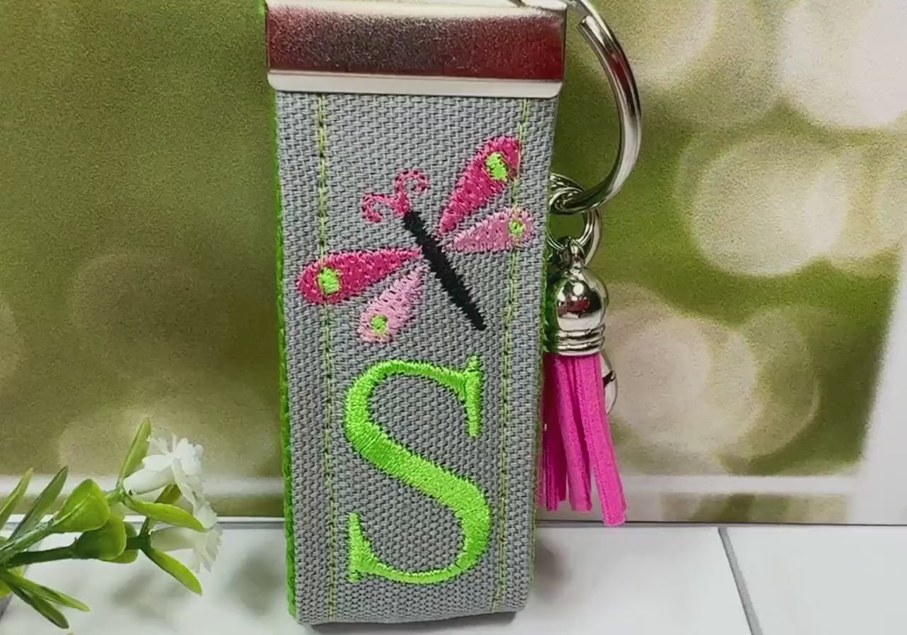 Dragonfly Keychain, Dragonfly Gifts, Dragonflys, Backpack Keychain, Letter Keychain, Embroidered Keychain, Cool Keychain, Luggage Tag