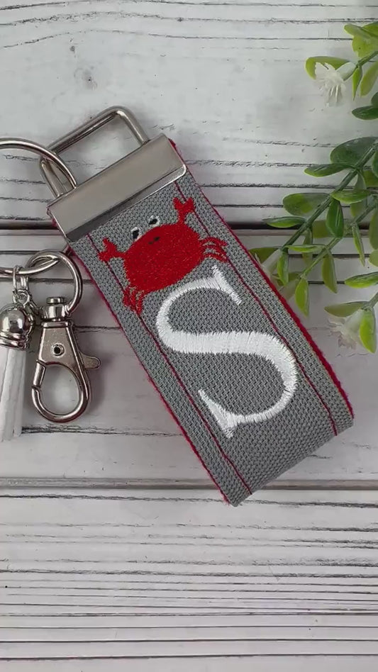 Handmade Crab Keychain, Crabs, Beach Keychain, Customizable Keychain, Initial Keychain, Luggage Tag, Retirement Gifts, Beach Life, Nautical