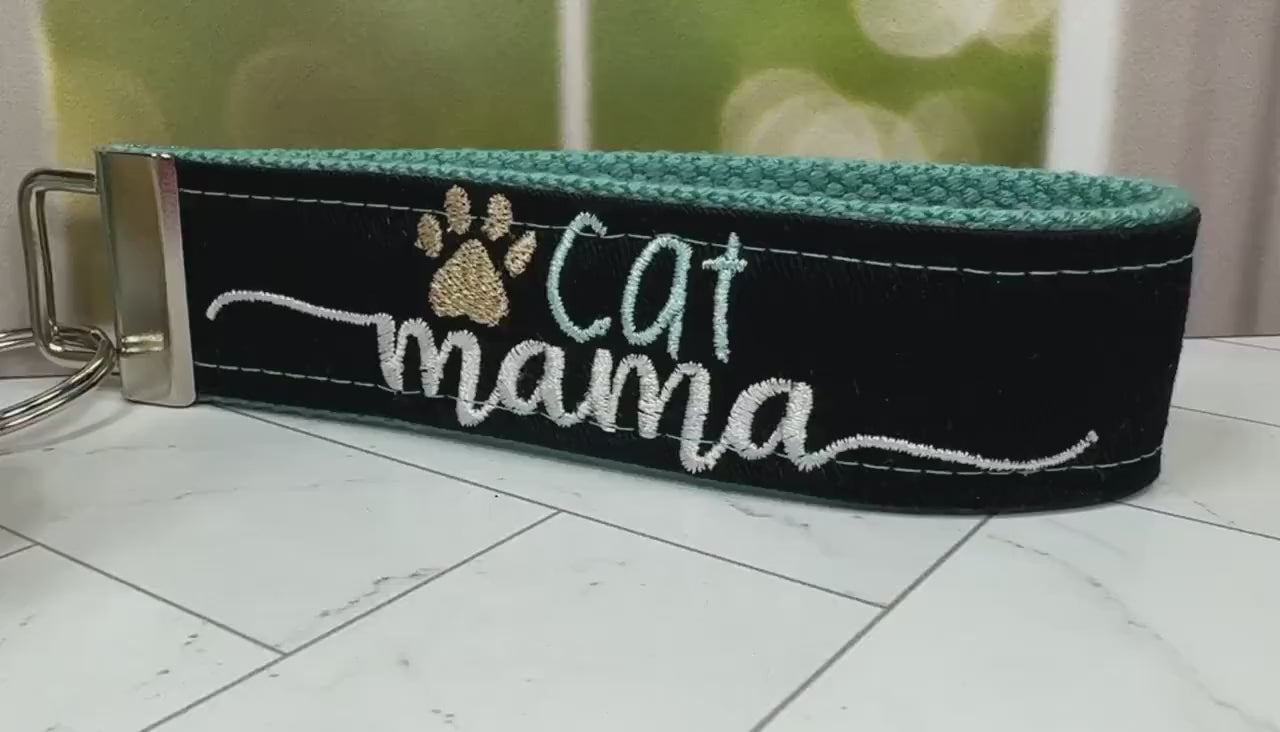 Cat Mama Keychain, Cat Paw, Vet Tech Gift, Cat Lover Gift Ideas, Embroidered Keychain, Adopt a Pet,  Cat Sitter, Cat Adoption, Cat keychain