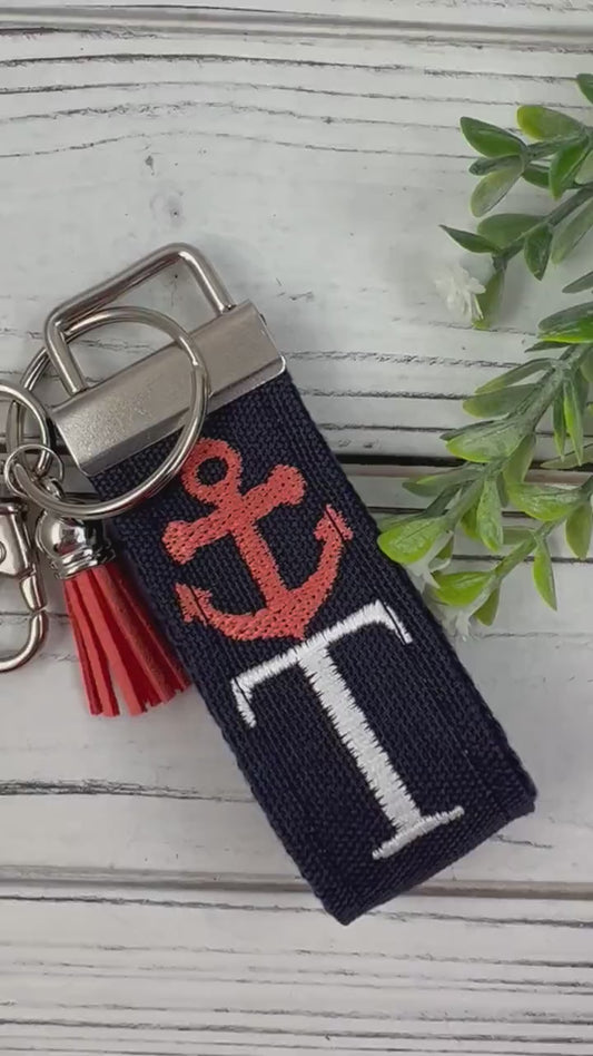 Handmade Anchor Keychain, Beach Keychain, Initial Keychain, Luggage Tag, Retirement Gifts, Beach Life, Nautical, 21st Birthday Gift for Her