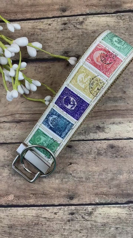 Stamp Keychain, Unique Keychain, Cute Keychains for Women, Cute Key Fob, Colorful Keychain, Flea Market, Popular Right Now, Keyfob Wristlet