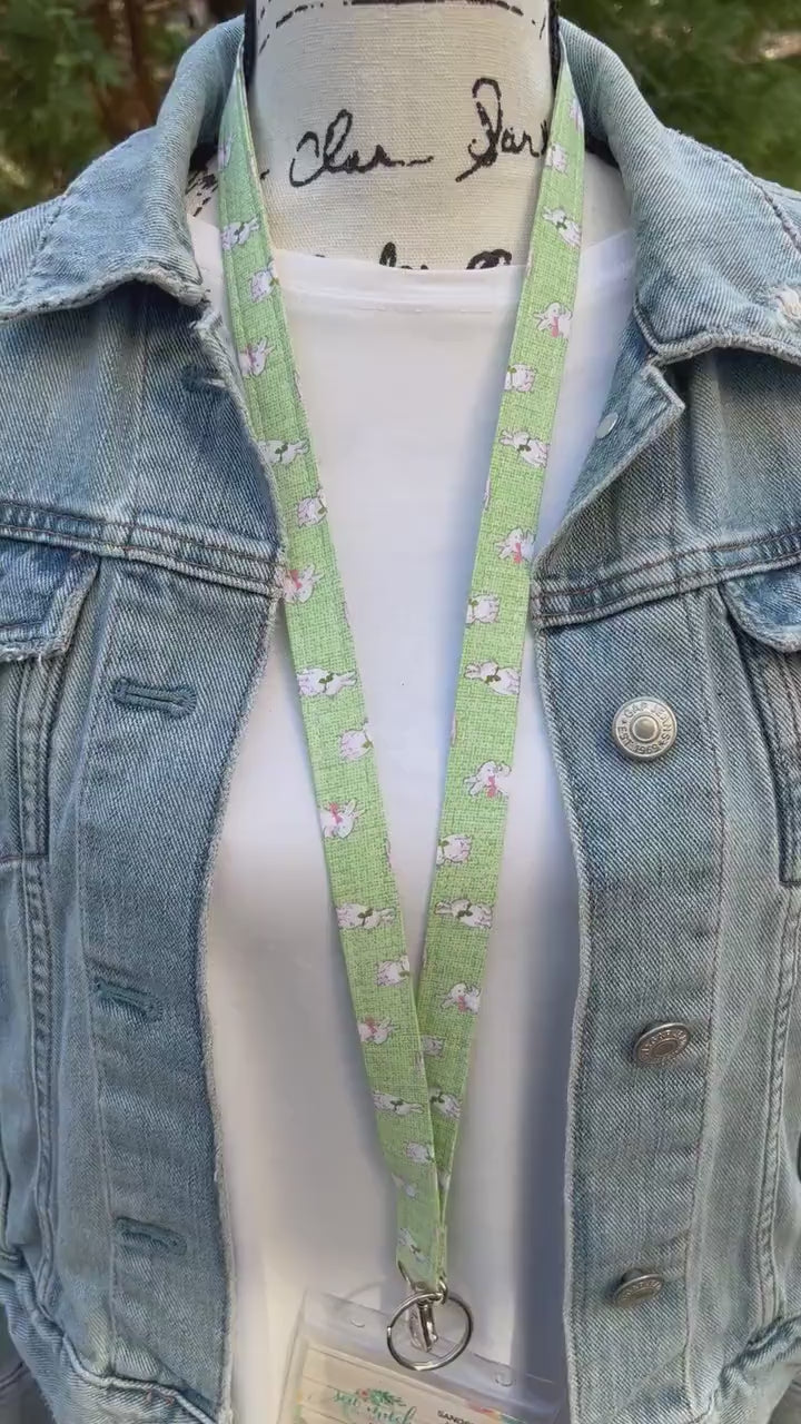 Easter Lanyard with Bunny, Cute Lanyard with ID holder, Popular Right Now, Teacher Lanyard with ID holder, Work Lanyard , Librarian Gifts
