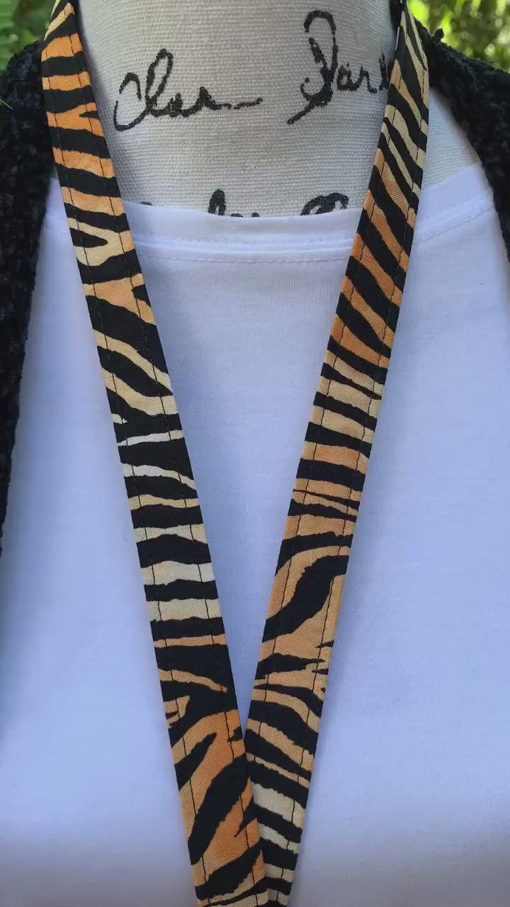 Handmade Tiger Print Lanyard, Cute Lanyard with ID holder, Popular Right Now, Teacher Lanyard with ID holder, Animal Print, Librarian Gifts
