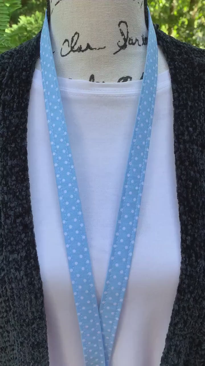 Handmade Polka Dot Lanyard, Cute Lanyard with ID holder, Popular Right Now, Teacher Lanyard with ID holder, Blue Lanyard, Librarian Gifts