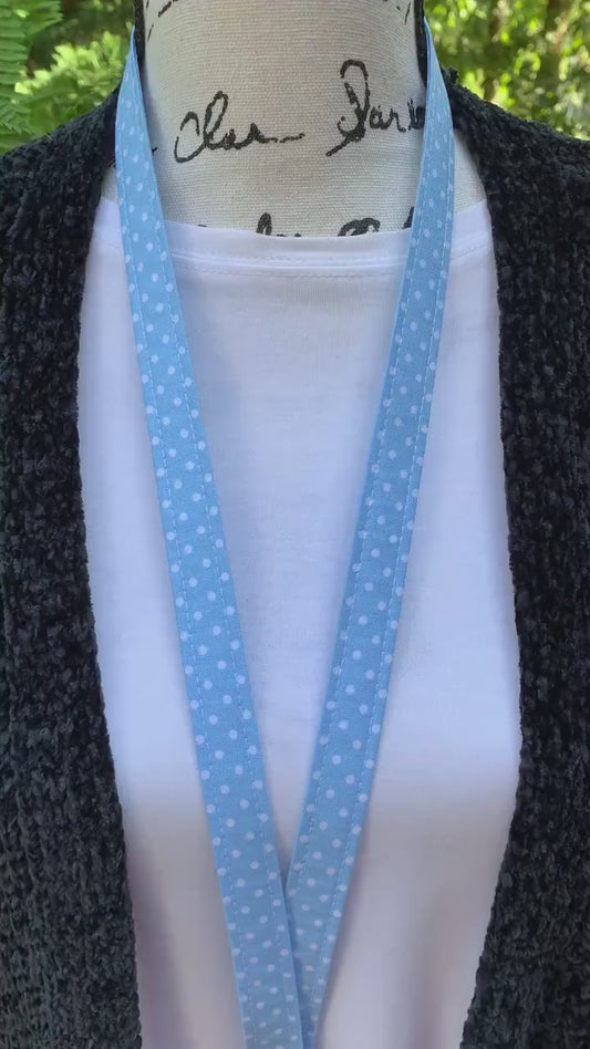 Handmade Polka Dot Lanyard, Cute Lanyard with ID holder, Popular Right Now, Teacher Lanyard with ID holder, Blue Lanyard, Librarian Gifts