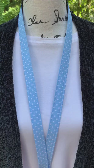 Handmade Polka Dot Lanyard, Cute Lanyard with ID holder, Popular Right Now, Teacher Lanyard with ID holder, Blue Lanyard, Librarian Gifts