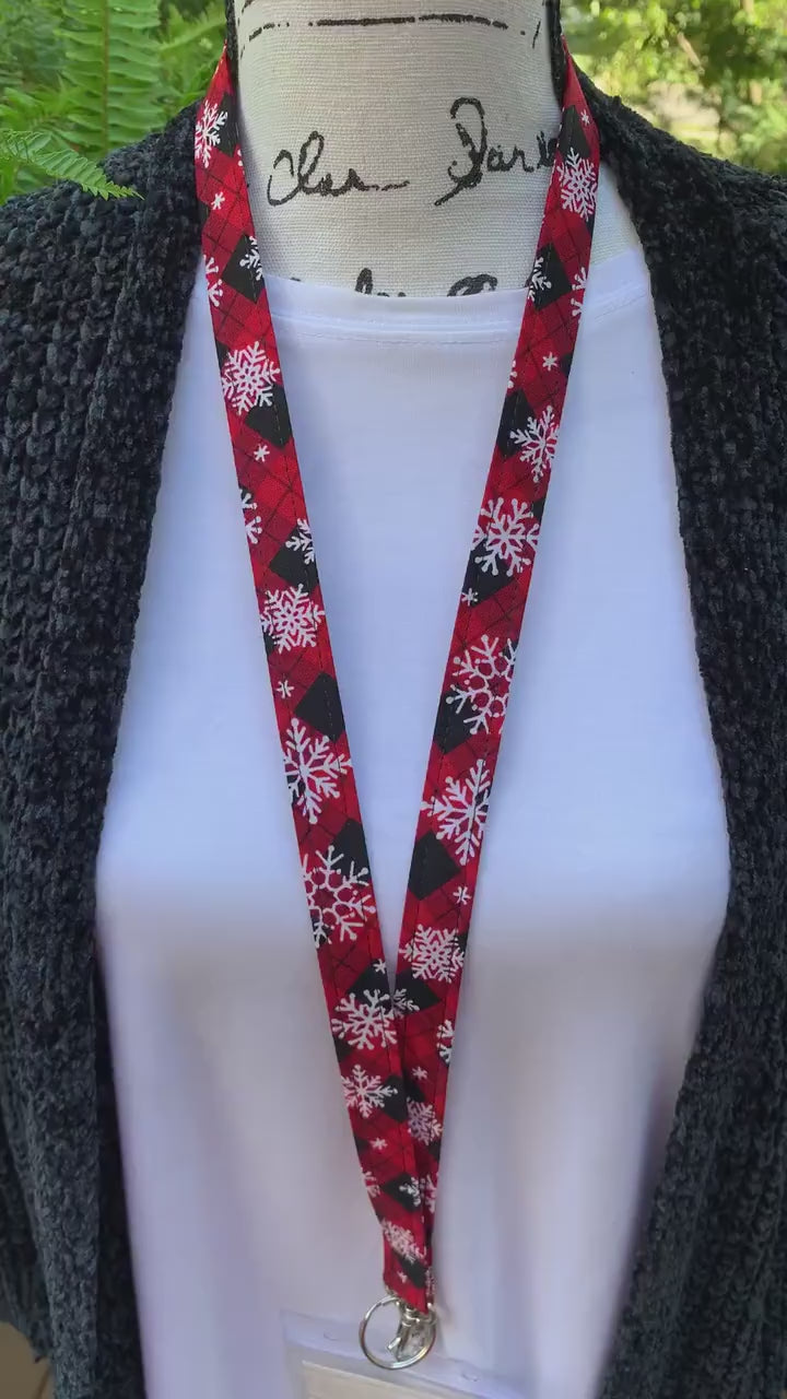 Handmade Snowflake Lanyard, Cute Lanyard with ID holder, Popular Right Now, Teacher Lanyard with ID holder, Snowflakes, Librarian Gifts
