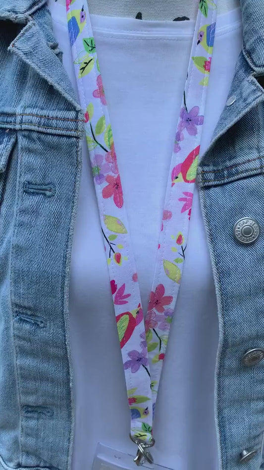 Cute Lanyard for Keys| Lanyard Necklace | Fabric Lanyard | Popular Right Now | Birds | Lanyard for Keys | Librarian Gifts | Teacher Lanyard