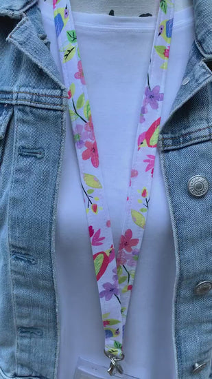 Cute Lanyard for Keys| Lanyard Necklace | Fabric Lanyard | Popular Right Now | Birds |  Lanyard for Keys | Librarian Gifts | Teacher Lanyard