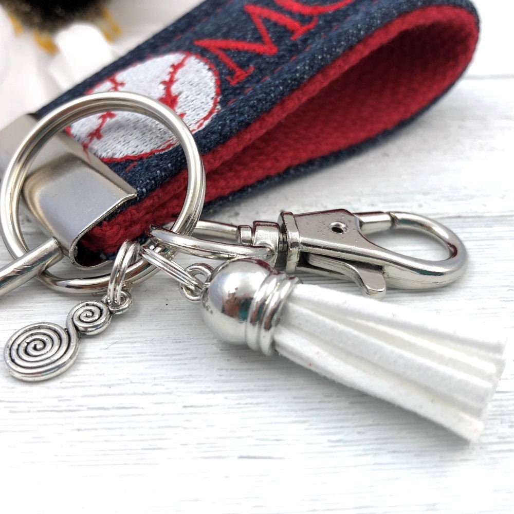 Mini Key FOB Keychain for Women Ideal as a Purse Keychain or Backpack Keychain, Baseball MOM
