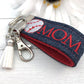 Mini Key FOB Keychain for Women Ideal as a Purse Keychain or Backpack Keychain, Baseball MOM