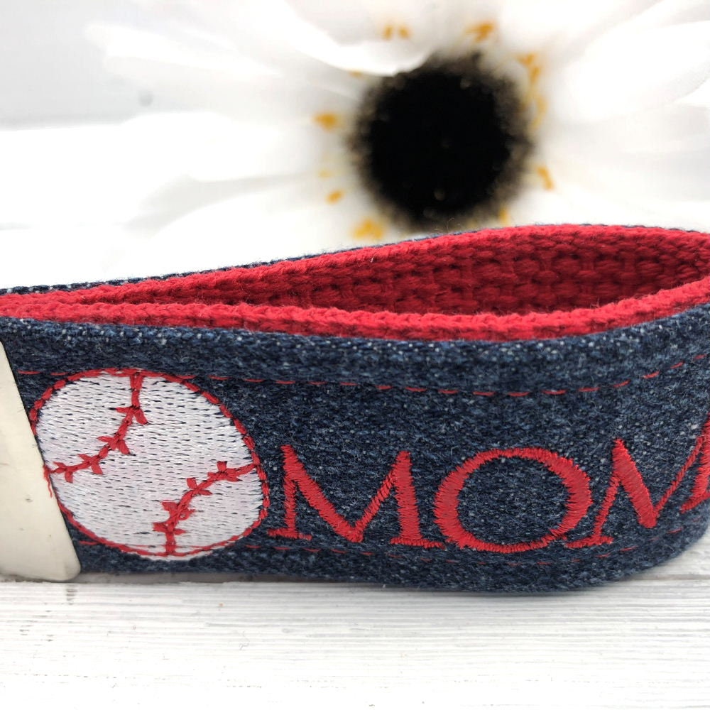 Mini Key FOB Keychain for Women Ideal as a Purse Keychain or Backpack Keychain, Baseball MOM