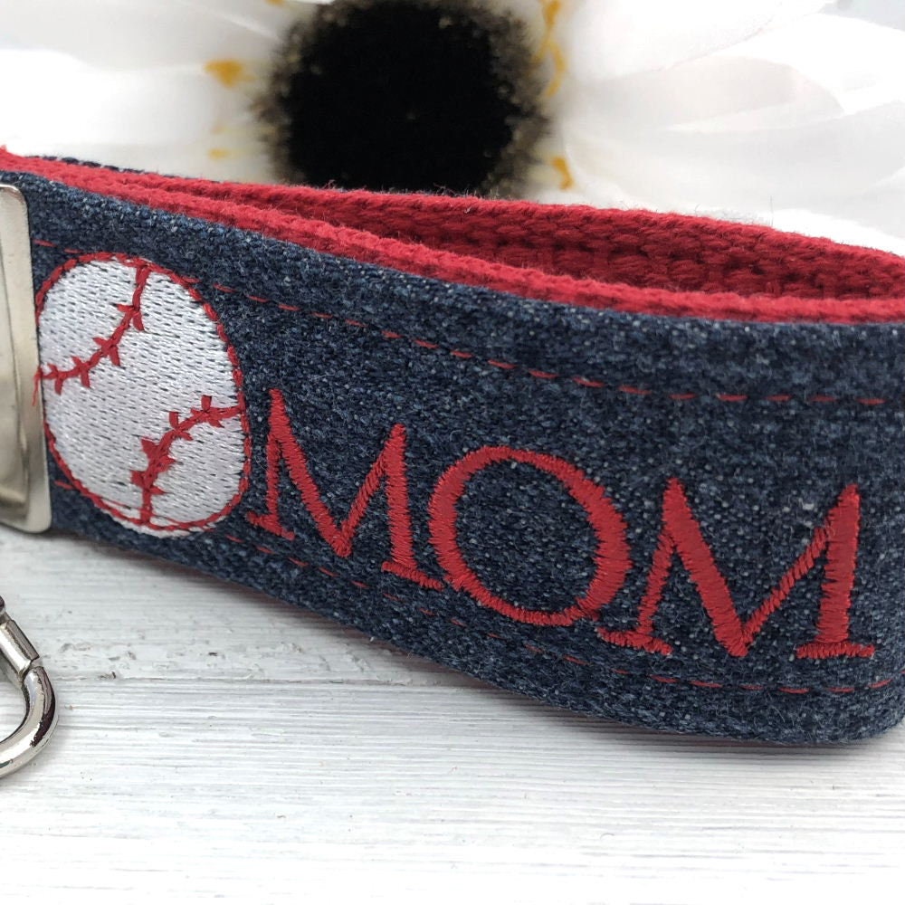 Mini Key FOB Keychain for Women Ideal as a Purse Keychain or Backpack Keychain, Baseball MOM