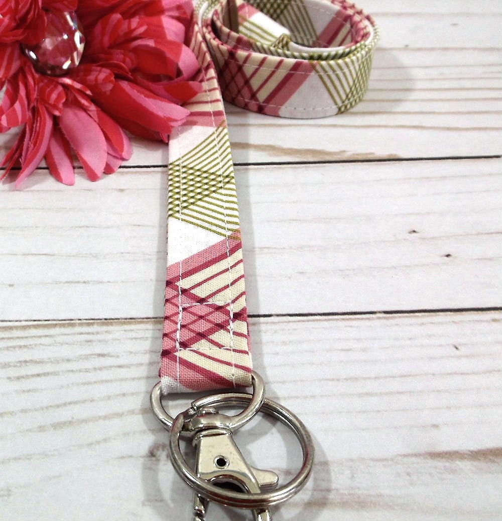 Plaid Lanyard Holder Fabric Lanyards for Keys and ID Badge