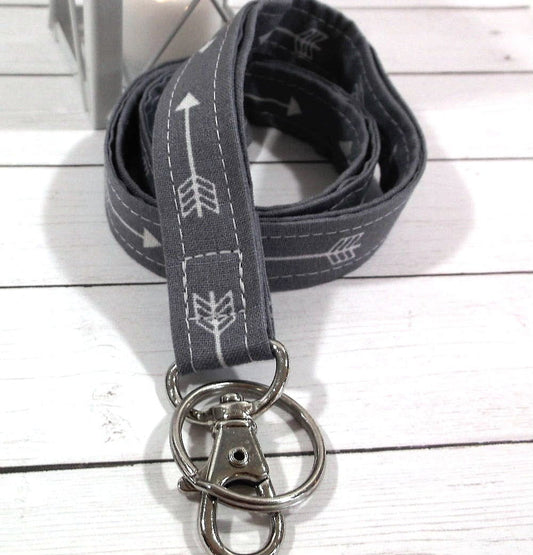 Grey Arrow Lanyard for Keys and ID Badge