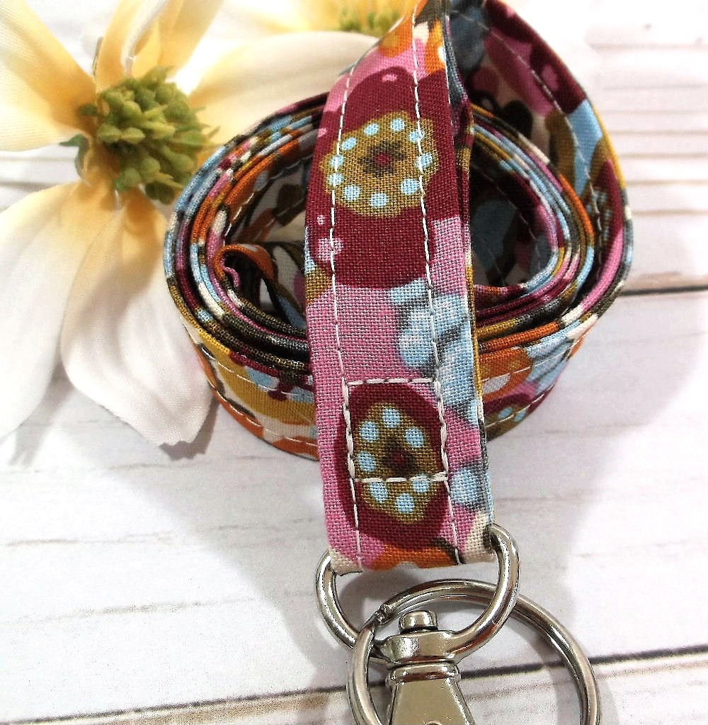 Purple Lanyard for Badge, Boho Lanyard, Lanyard Teacher, Fabric Lanyard, Floral Lanyard, New Teacher Gift, Nurse Life, Lanyard for keys