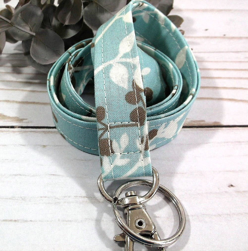 Blue Lanyard for Badge, Boho Lanyard, Lanyard Teacher, Fabric Lanyard, Floral Lanyard, New Teacher Gift, Nurse Life, Lanyard for keys