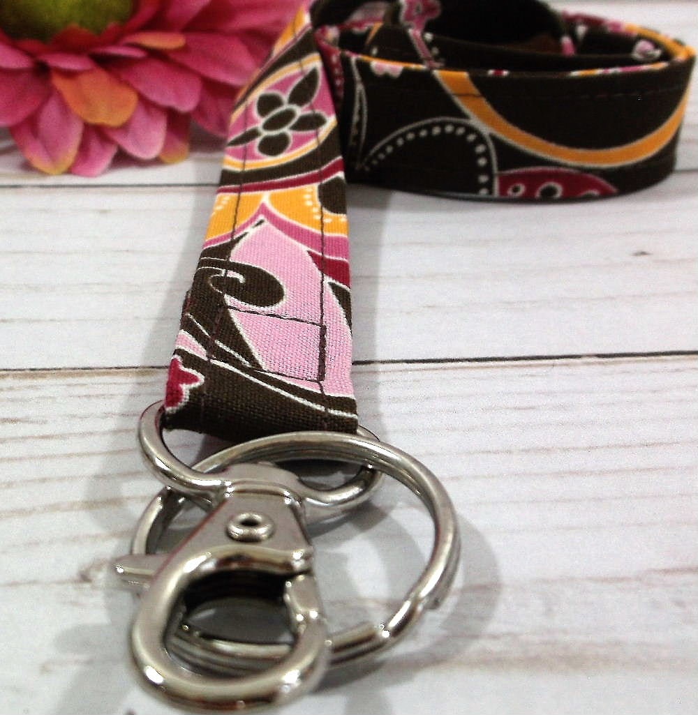 Pink and Brown Floral Cute Lanyards For Women