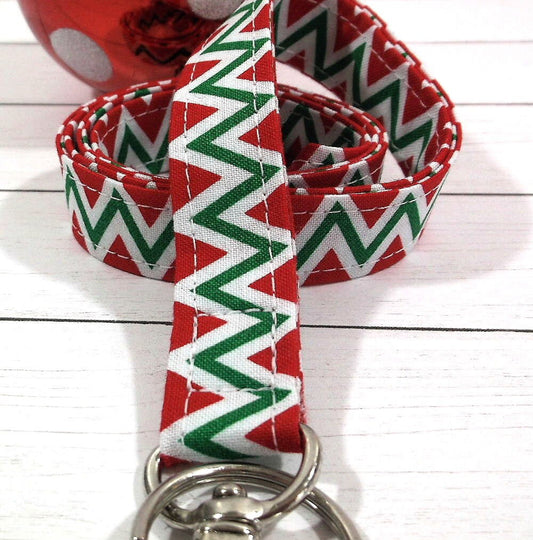 Holiday Chevron Lanyard for Keys and ID Badge