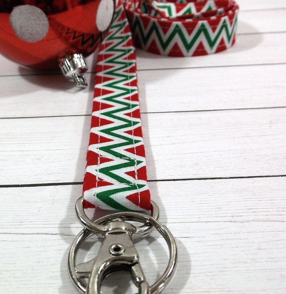 Holiday Chevron Lanyard for Keys and ID Badge