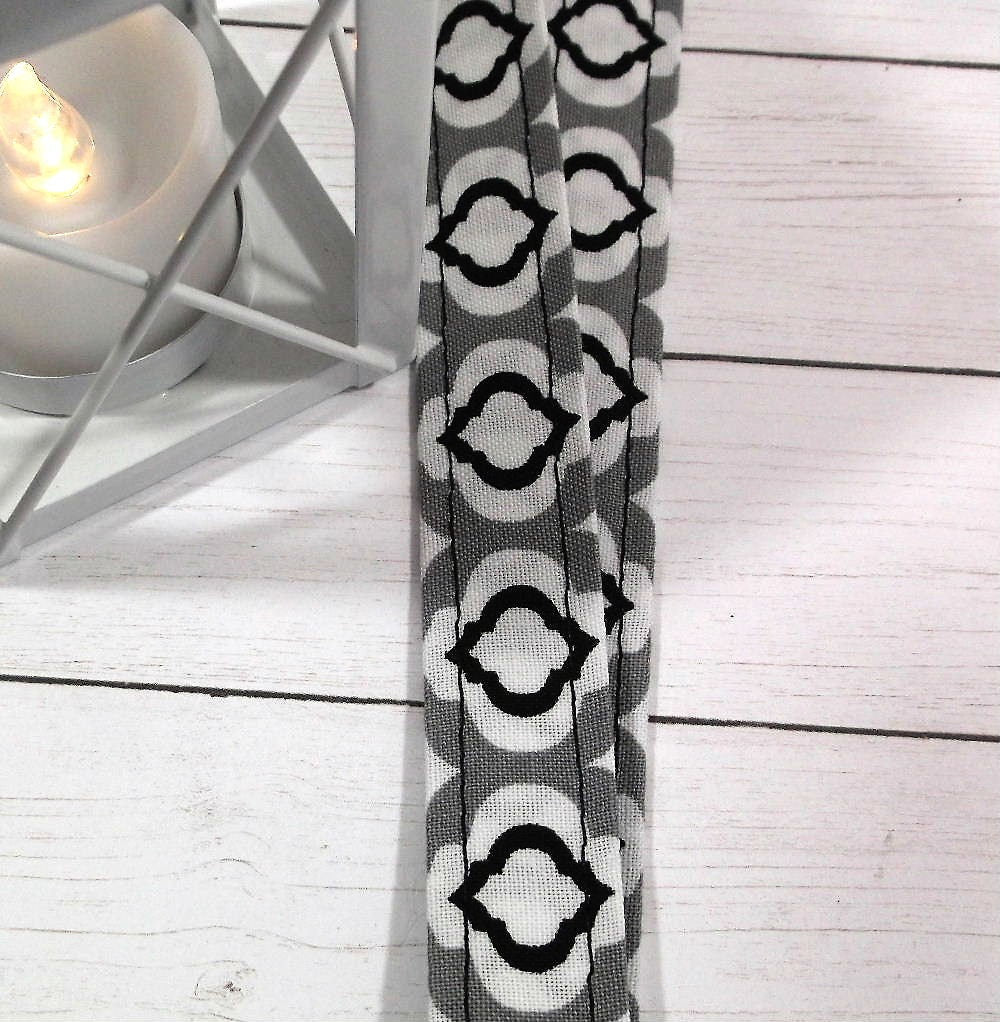 Black and Gray Raindrops fabric lanyard for Keys and ID Badge