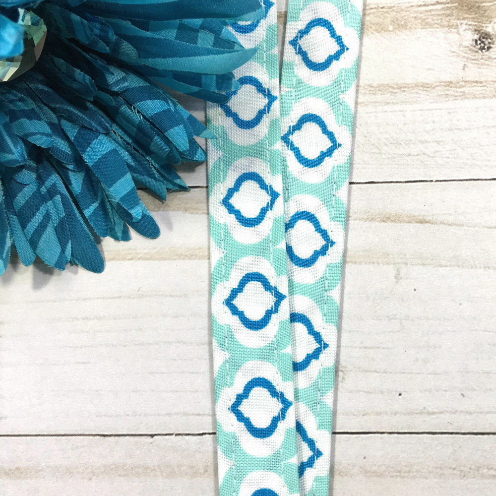 Aqua Raindrops Fabric Lanyard for Keys and ID Badge