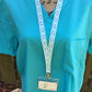 Aqua Raindrops Fabric Lanyard for Keys and ID Badge