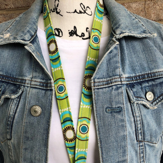 Floral Corduroy Fabric Lanyard for Keys and ID Badge