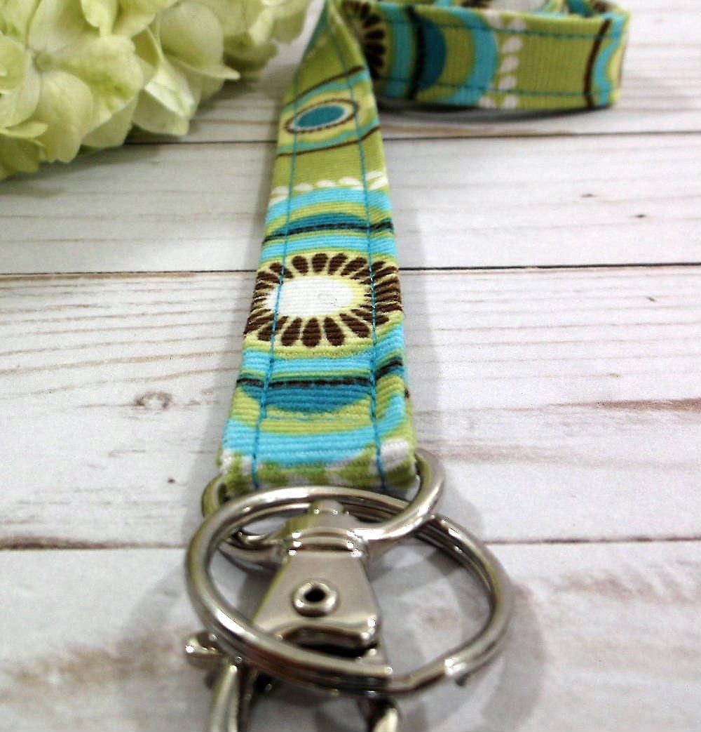 Floral Corduroy Fabric Lanyard for Keys and ID Badge