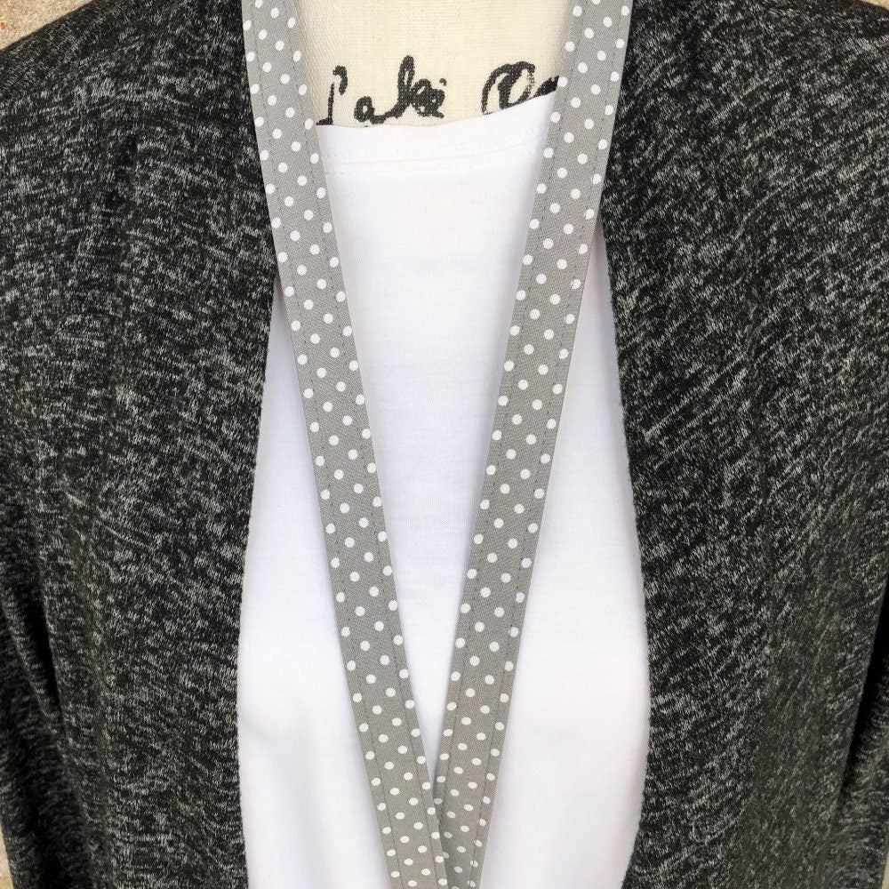 Handmade Gray Dots Lanyard |  Popular Right Now | Teacher Lanyard | Badge Holder | Lanyards | ID Holder | ID Badge Holder