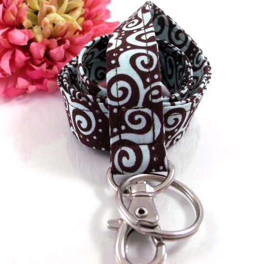 Lanyard for ID Card Spa Blue Scrolls