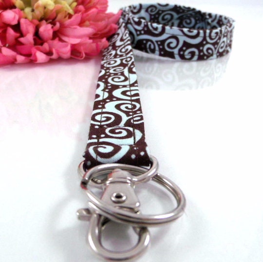 Lanyard for ID Card Spa Blue Scrolls
