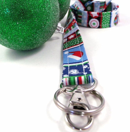 Christmas Lanyard with Ornaments Santa Hat