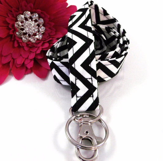 Chevron Badge Holder Black and White