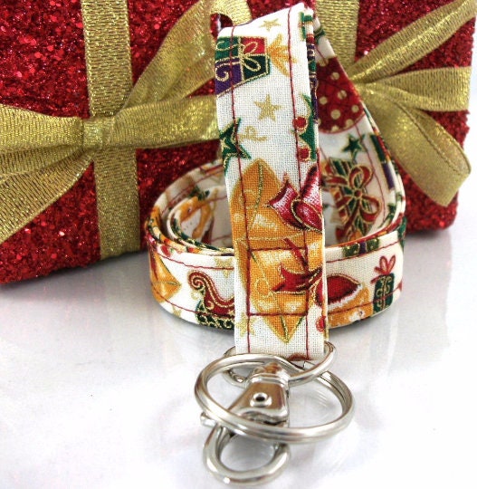 Christmas Lanyard in Gold and Jewel Tones