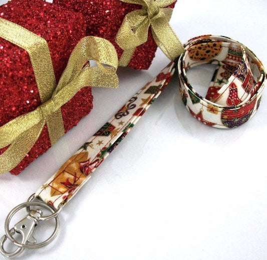 Christmas Lanyard in Gold and Jewel Tones