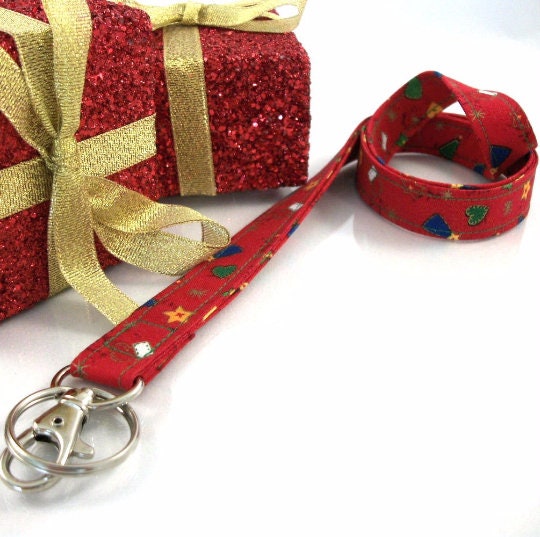 Christmas Lanyard with Trees Hearts Stockings Stars