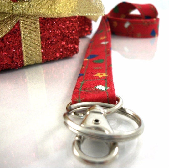 Christmas Lanyard with Trees Hearts Stockings Stars
