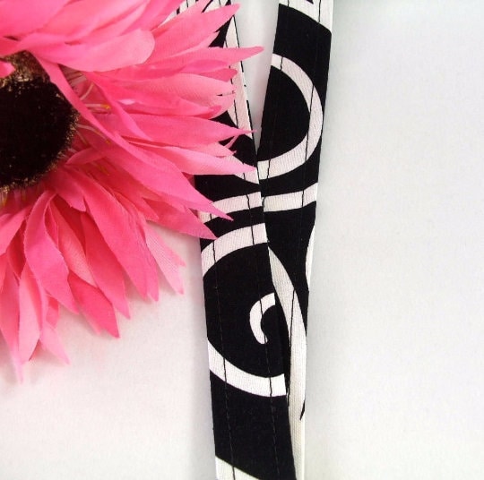 Fabric Lanyard ID Badge in Ironwork Black White