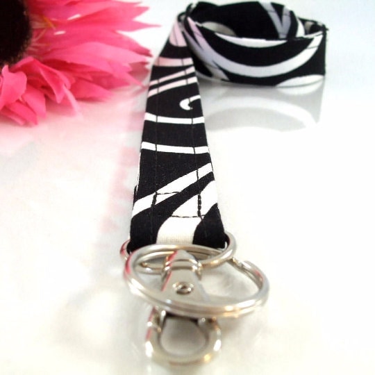 Fabric Lanyard ID Badge in Ironwork Black White