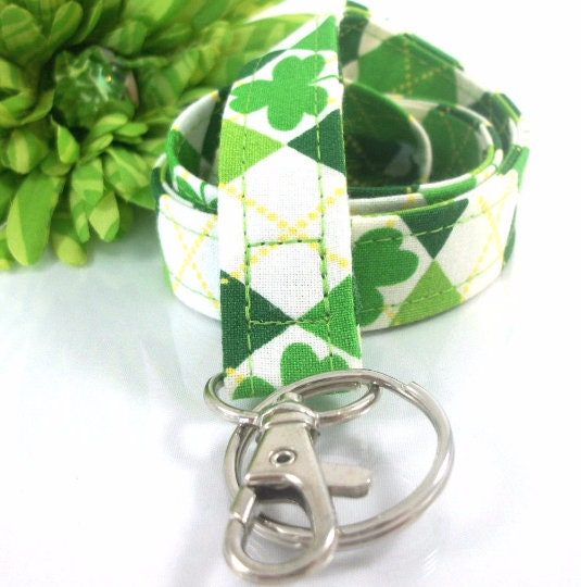 Fabric Lanyard in Lucky Irish Shamrocks