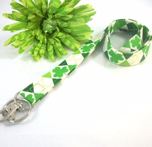 Fabric Lanyard in Lucky Irish Shamrocks