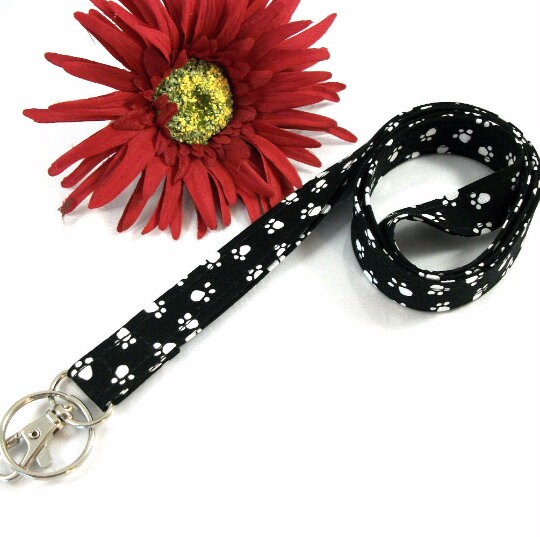 Paw Prints Fabric Lanyard ID Badge Holder