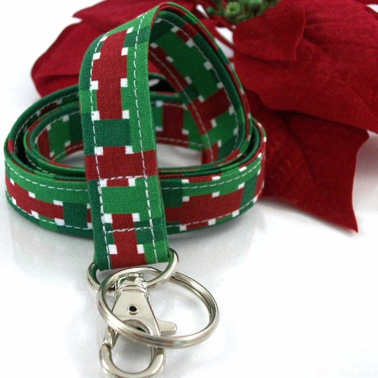 Red and Green Braid Christmas Lanyard