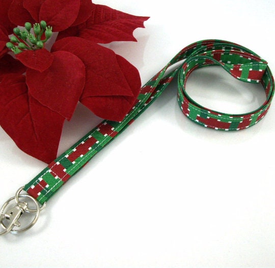 Red and Green Braid Christmas Lanyard