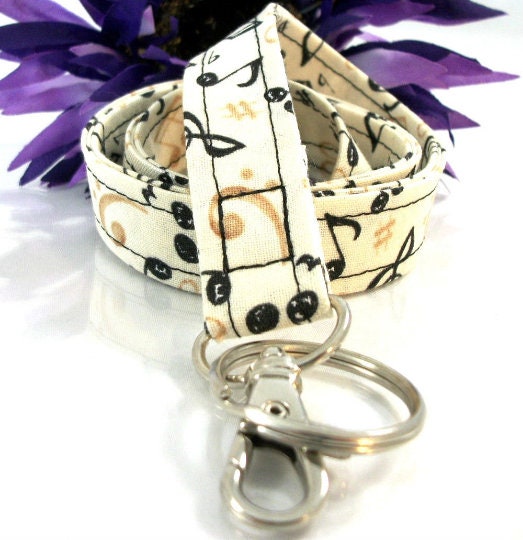 Handmade Music Lanyard for Keys, Popular Right Now, Lanyard with ID Holder, Trending Now, Librarian Gifts, Piano Teacher Gift, Music Gifts