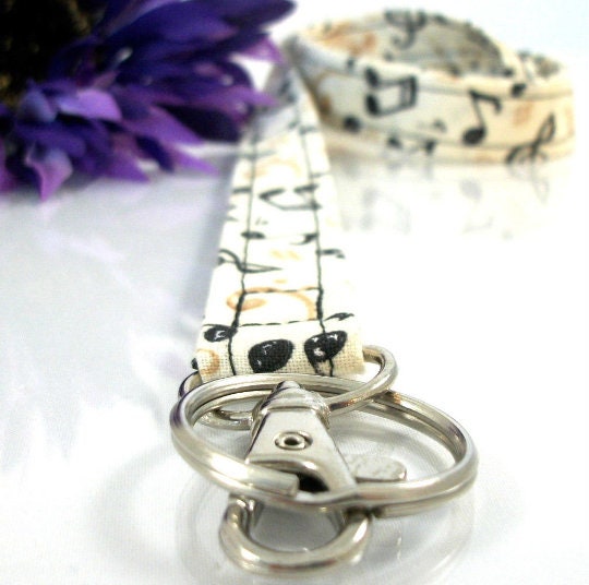 Handmade Music Lanyard for Keys, Popular Right Now, Lanyard with ID Holder, Trending Now, Librarian Gifts, Piano Teacher Gift, Music Gifts