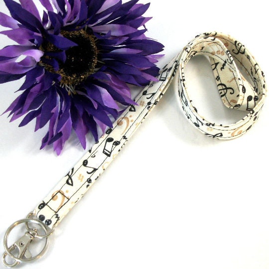 Handmade Music Lanyard for Keys, Popular Right Now, Lanyard with ID Holder, Trending Now, Librarian Gifts, Piano Teacher Gift, Music Gifts