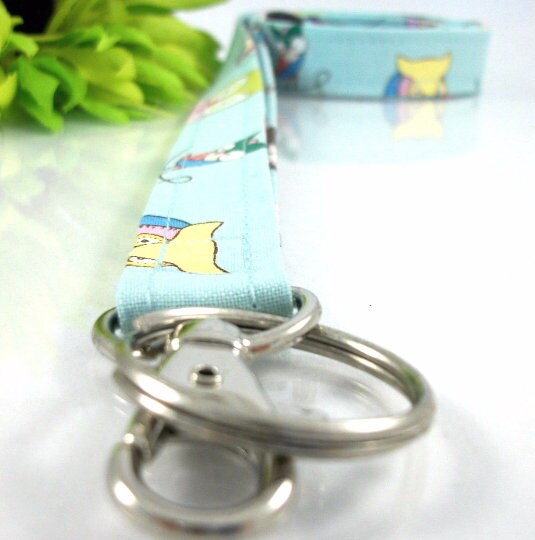 Fabric Owl Lanyard Blue